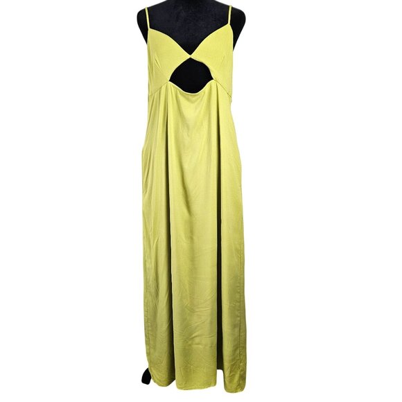 Womens Strappy Lime Green Maxi Dress Size 14 Boho Cut-Out Front & Open Back - Picture 4 of 12